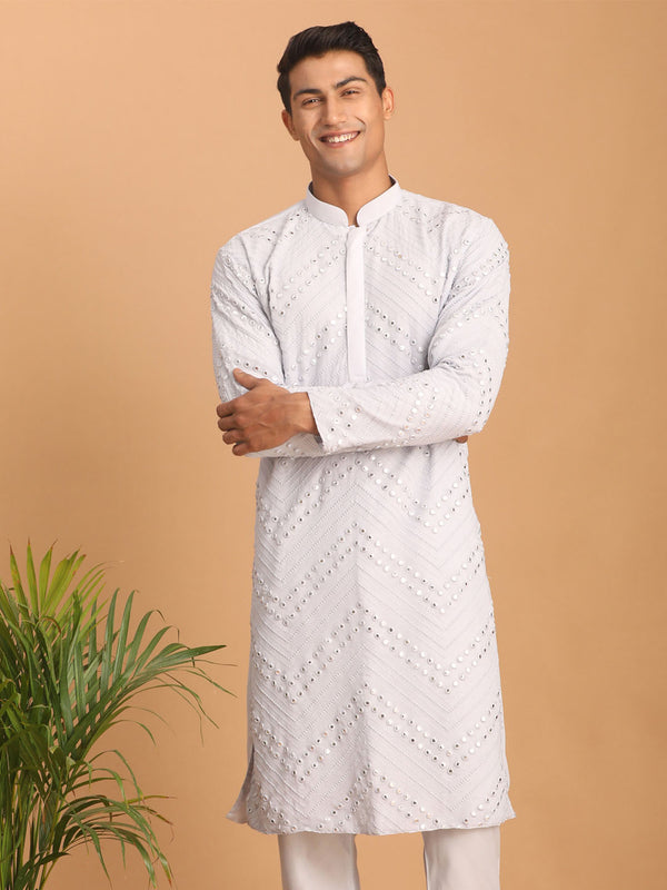Men's Aqua Blue Mirror Kurta